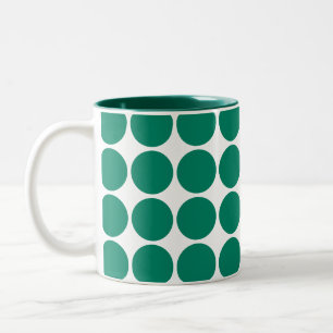 Dark Emerald Green Blue Color Scandi Dots Design Zweifarbige Tasse