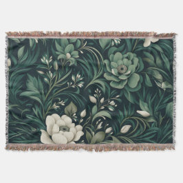 Dark Emerald Green Floral Decke