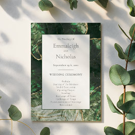 Dark Emerald Green Gemstone Wedding Programs