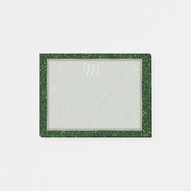 Dark Emerald Green Glitzer Post-it Klebezettel (Vorderseite)