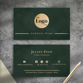 Dark Emerald Green Gold Professional Company Logo Visitenkarte