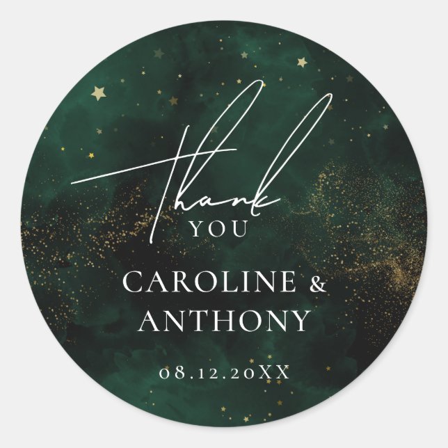 Dark Emerald Green Magical Gold Vielen Dank Runder Aufkleber (Vorderseite)