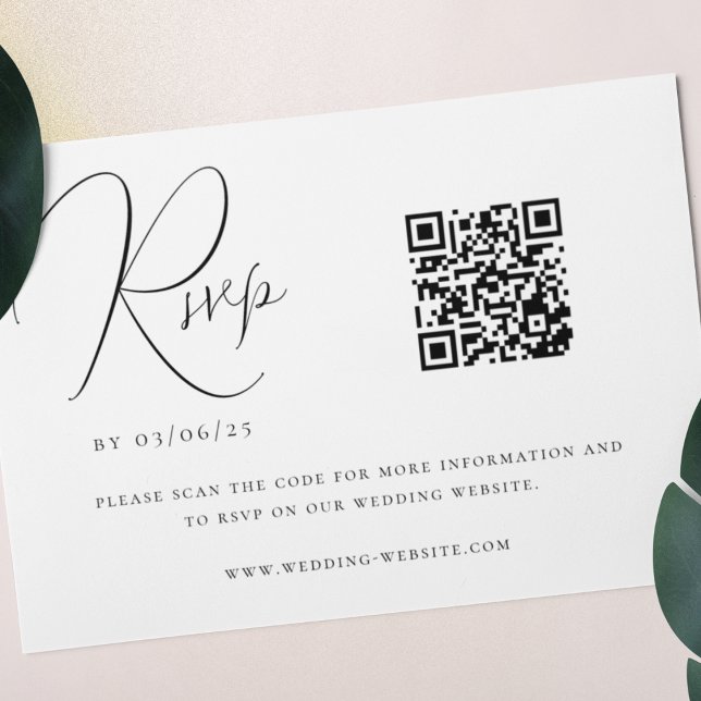 Dark Emerald Green Minimalistisch Wedding QR Code RSVP Karte (Von Creator hochgeladen)