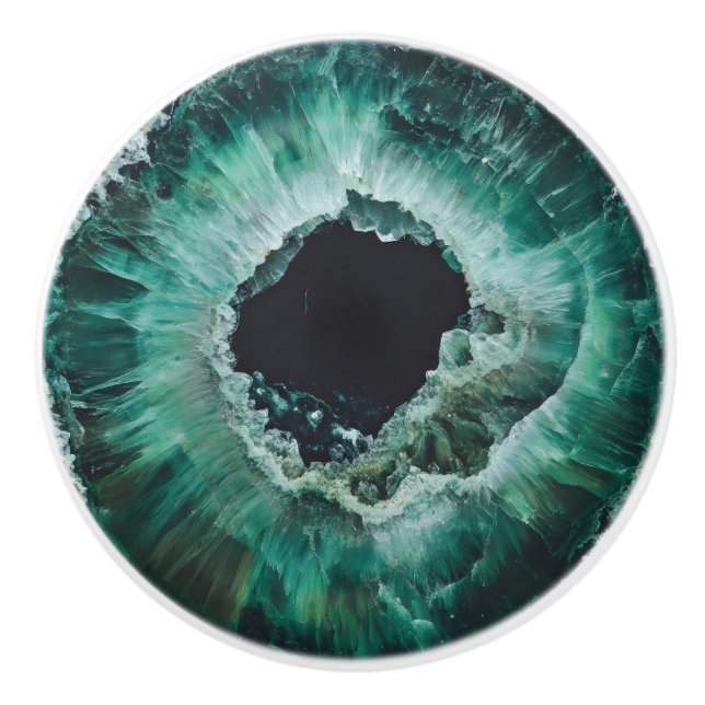 Dark Emerald Natural Gem Muster Keramikknauf (Vorderseite)