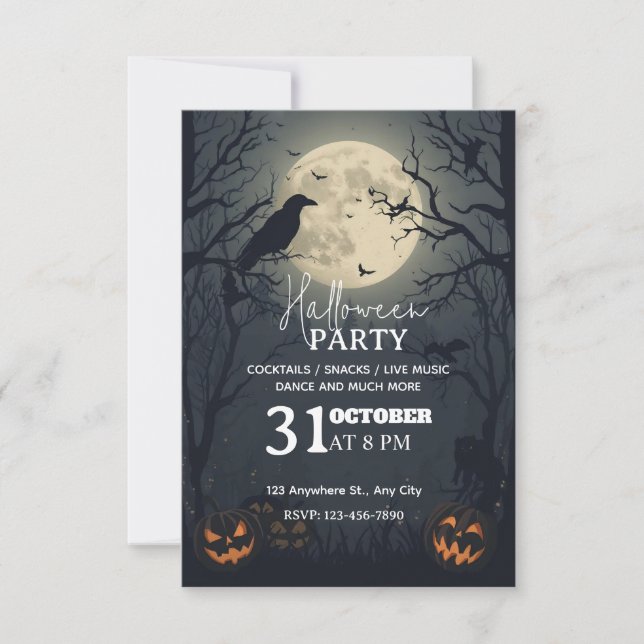 Dark Enchanted Halloween-Party Einladung bearbeitb (Vorderseite)