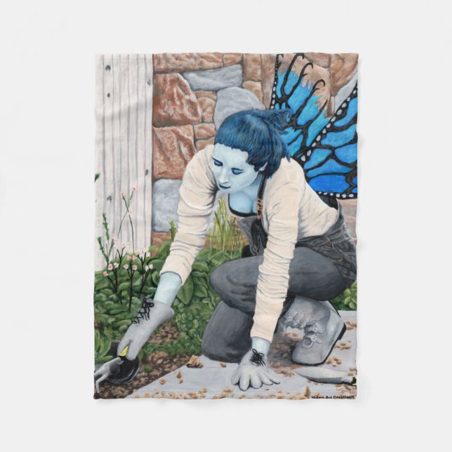 Dark Fairy Gardener Fantasy Art Fleece Blanket (Vorderseite)
