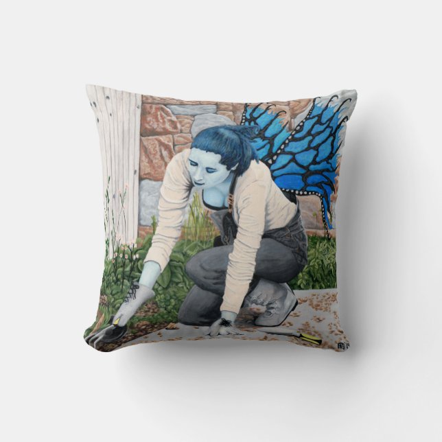 Dark Fairy Gardener Fantasy Art Throw Kissen (Vorderseite)