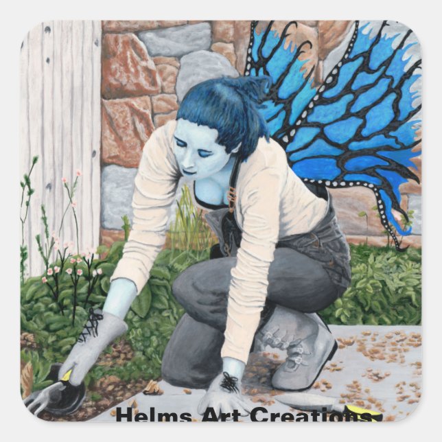 Dark Fairy Gardener Garening Fantasy Art Stickers (Vorderseite)