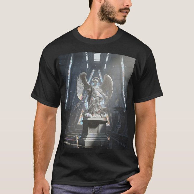 Dark Fallen Angel Statue\Gothic Cathedral T-Shir T-Shirt (Vorderseite)