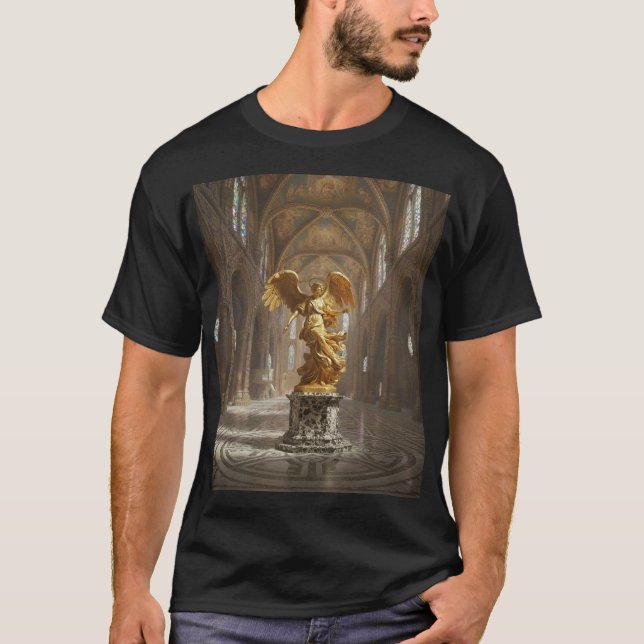 Dark Fallen Angel Statue\Gothic Cathedral T-Shir T-Shirt (Vorderseite)