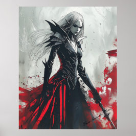 Dark Fantasy Elf Warrior Poster - Gothic Wall Art