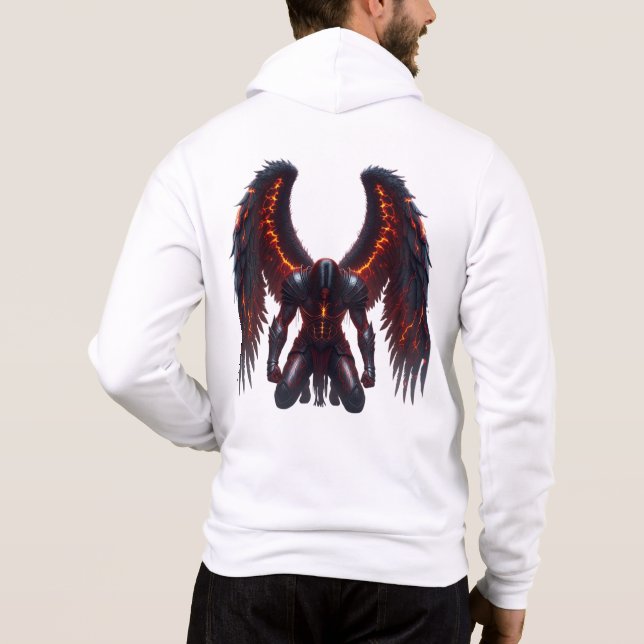Dark Fantasy Fallen Angel Hoodie with Fiery Wings  (Rückseite)