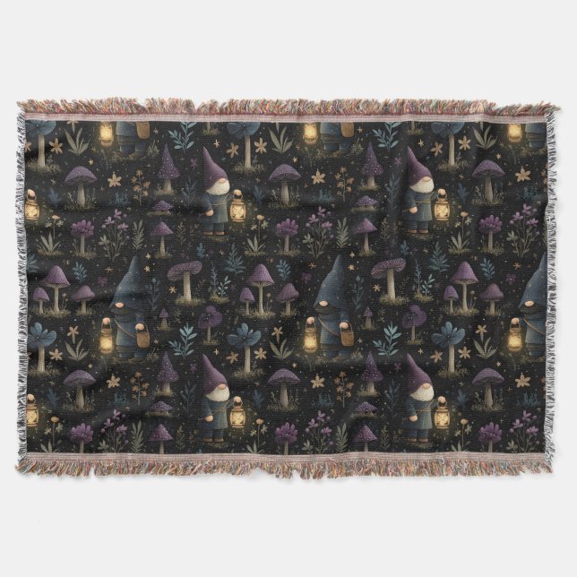 Dark Fantasy Gnome und Mushroom Pattern Decke (Vorderseite)