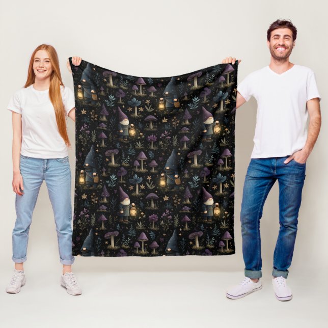 Dark Fantasy Gnome und Mushroom Pattern Fleecedecke (Beispiel)