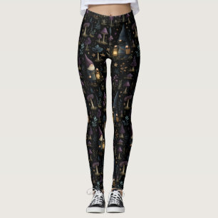 Dark Fantasy Gnome und Mushroom Pattern Leggings