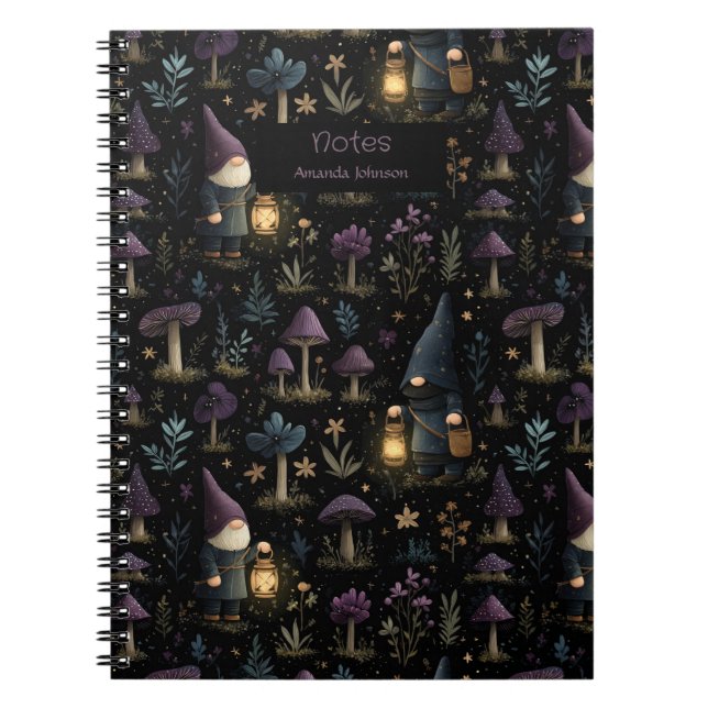 Dark Fantasy Gnome und Mushroom Pattern Notizblock (Vorderseite)