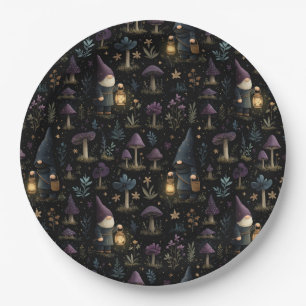 Dark Fantasy Gnome und Mushroom Pattern Pappteller