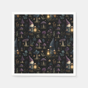 Dark Fantasy Gnome und Mushroom Pattern Serviette