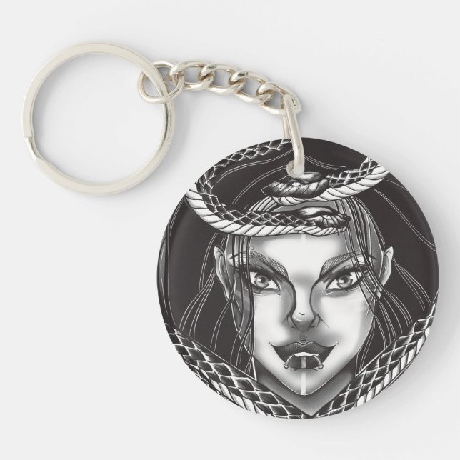 Dark Fantasy Gorgon Snake Woman Keychain Schlüsselanhänger (Vorderseite)