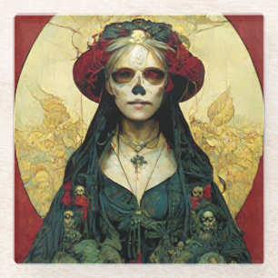 Dark Fantasy Gothic Skull Frau Glasuntersetzer