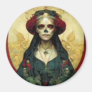 Dark Fantasy Gothic Skull Frau Magnet