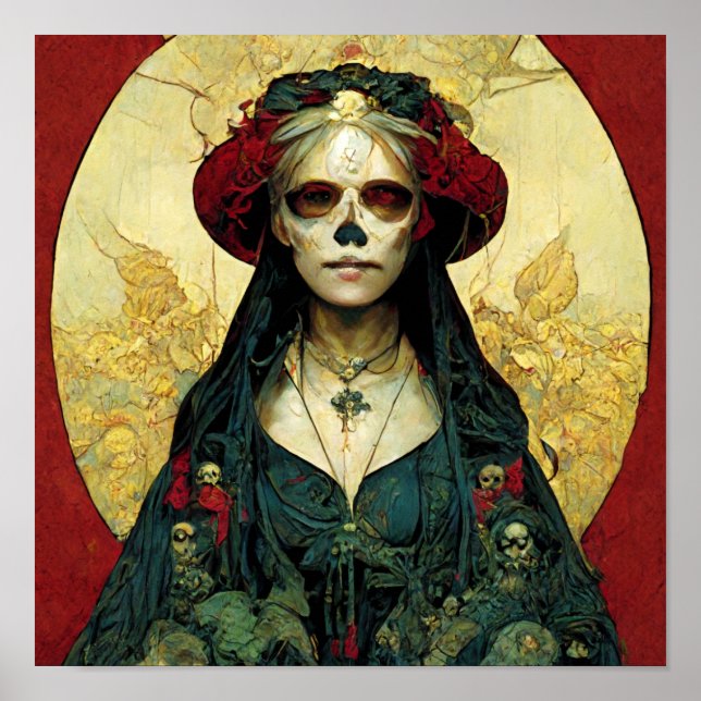 Dark Fantasy Gothic Skull Frau Poster (Vorne)