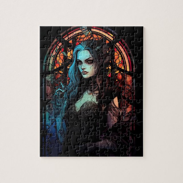 Dark Fantasy Gothic Skull Frau Puzzle (Vertikal)