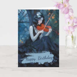 Dark Fantasy Gothic Violinist in Moonlit Garden Karte