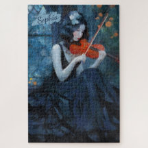 Dark Fantasy Gothic Violinist in Moonlit Garden