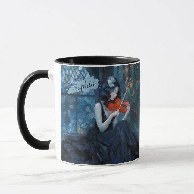 Dark Fantasy Gothic Violinist in Moonlit Garden Tasse (Links)