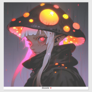 Dark Fantasy Mushroom Elf Anime Girl Aufkleber