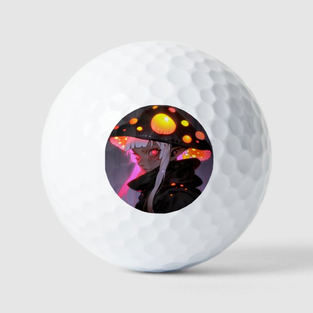 Dark Fantasy Mushroom Elf Anime Girl Golfball (Vorderseite)
