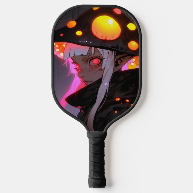 Dark Fantasy Mushroom Elf Anime Girl Pickleball Schläger (Vorderseite)