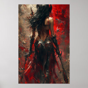 Dark Fantasy Necromancer mit Waffenposter Poster