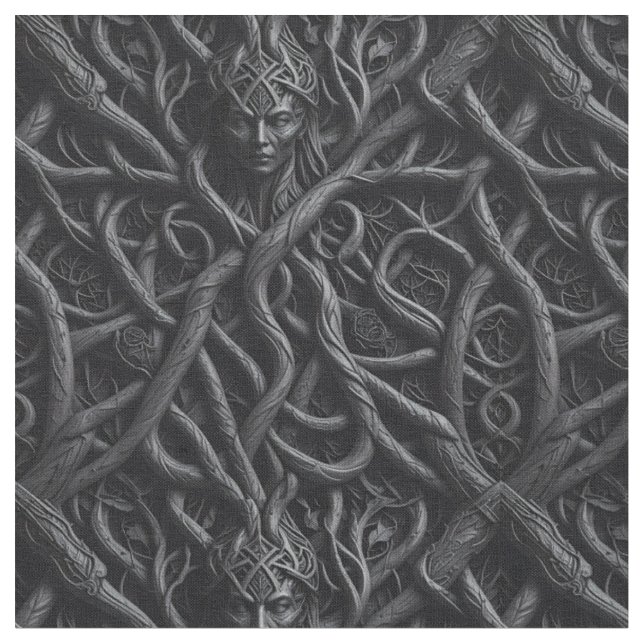 Dark Fantasy Root Frau entwinnte Fabric Stoff (Nahaufnahme)