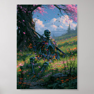 Dark Fantasy Ruhendes Skelett Poster