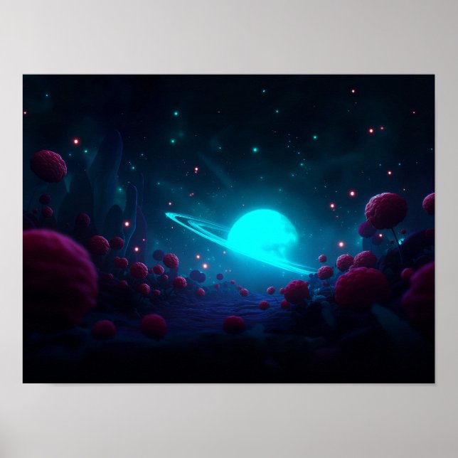 Dark Fantasy Valley with Glowing Green Sky and Rui Poster (Vorne)