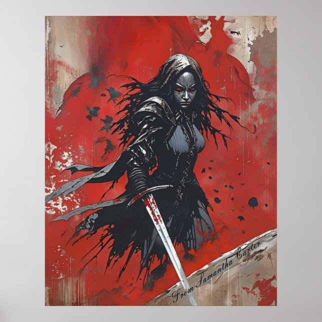 Dark Fantasy Warrior Poster - Gotische Weibliche R (Vorne)