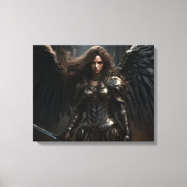 Dark Female Angel Knight - Stretched Canvas Print Leinwanddruck
