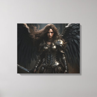 Dark Female Angel Knight - Stretched Canvas Print Leinwanddruck