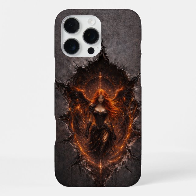Dark Fire Angel iPhone 16 Pro Max Case Hülle (Rückseite)