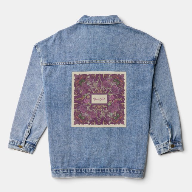 Dark Floral Boho Custom Denim Jacket Jeansjacke (Rückseite)