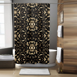 Dark Floral Boho Duschvorhang Art 2