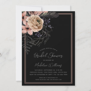 Dark Floral Bridal Dusche Einladung