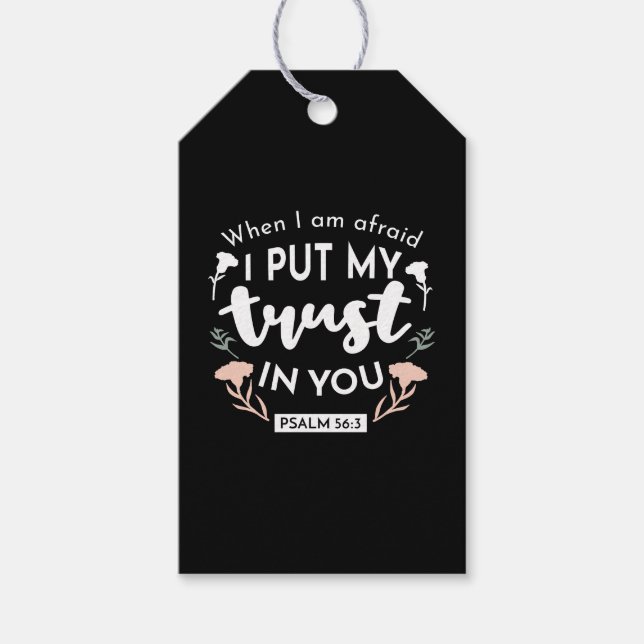 Dark Floral Christlich Art - Psalm 56:3 Geschenkanhänger (Vorderseite)