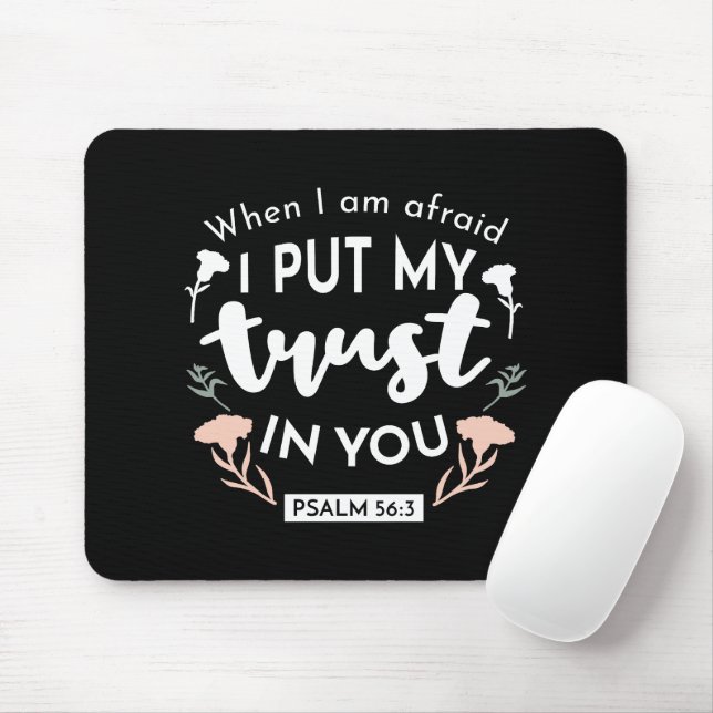 Dark Floral Christlich Art - Psalm 56:3 Mousepad (Mit Mouse)