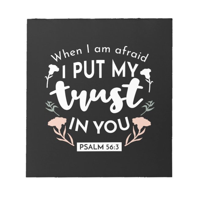Dark Floral Christlich Art - Psalm 56:3 Notizblock (Vorderseite)