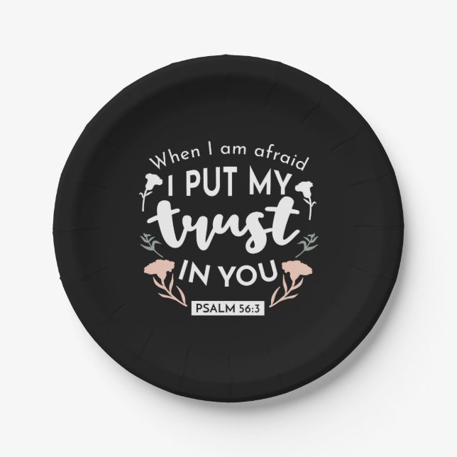 Dark Floral Christlich Art - Psalm 56:3 Pappteller (Vorderseite)