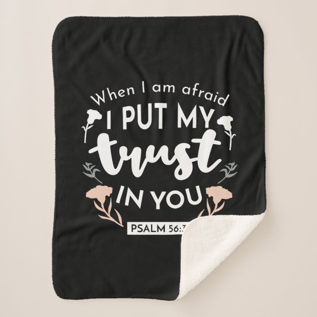 Dark Floral Christlich Art - Psalm 56:3 Sherpadecke (Vorderseite)