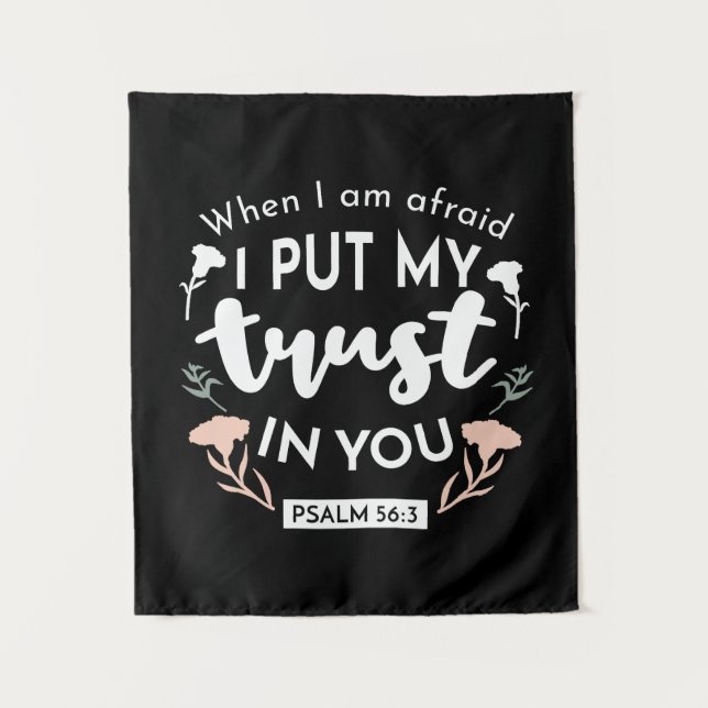Dark Floral Christlich Art - Psalm 56:3 Wandteppich (Vorderseite)